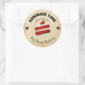 カスタム赤ベルベットケーキラベル | ベーパーソナライズされたカー ラウンドシール (バッグ)