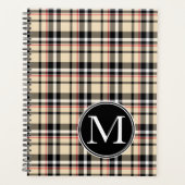 カスタム赤ベージュ白黒正方形の格子模様 プランナー手帳 (正面)