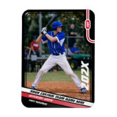 カスタム赤ベースボール選手 マグネット (縦)