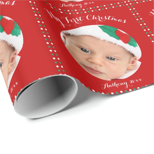 カスタム赤マイ初めてのクリスマス包装紙 ラッピングペーパー (ロールコーナー)