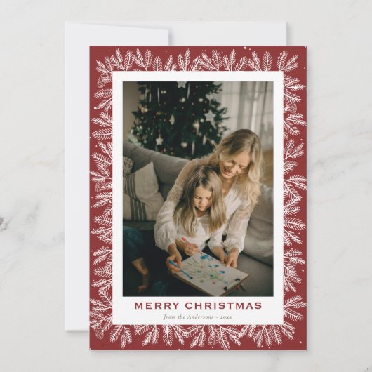 カスタム赤林松写真クリスマス シーズンカード (正面)
