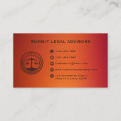 カスタム赤橙色ピンクモノグラム法律事務所 名刺 (裏面)