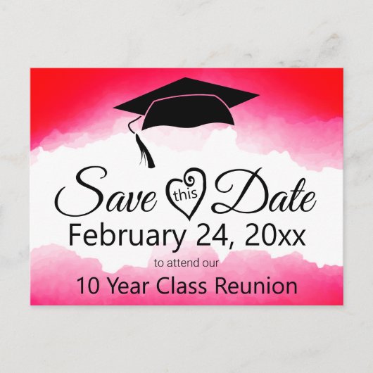 カスタム赤水色区分懇親会日付の保存 ポストカード (正面)