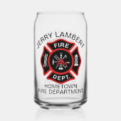カスタム赤消防署消防士バッジ ガラス缶 (裏面)