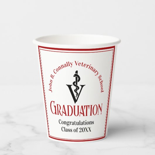 カスタム赤獣医学校卒業党 紙コップ (正面)