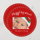 カスタム赤白のクリスマスグリーティングカード シーズンカード (正面/裏面)