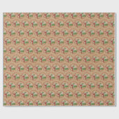 カスタム赤白キャンディーケーングリーンリーフリース ラッピングペーパー (フラット)