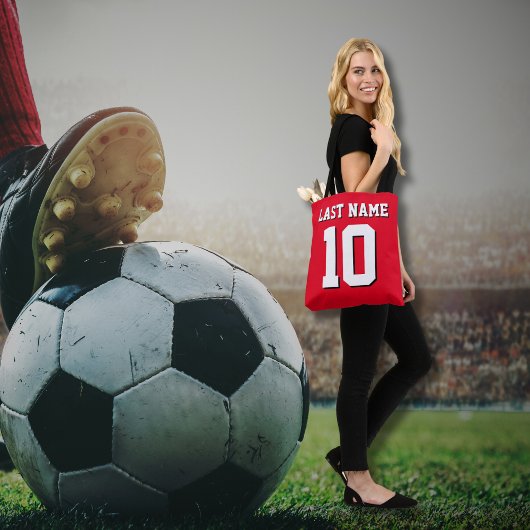 カスタム赤白ブラックスポーツジャージー番号 トートバッグ