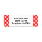 カスタム赤白レトロ格子状差出人住所ラベル ラベル (正面)