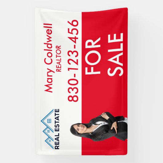カスタム赤白不動産仲介業者写真プロモーション 横断幕 (縦)