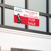 カスタム赤白不動産仲介業者写真プロモーション 横断幕 (ビルの外側)