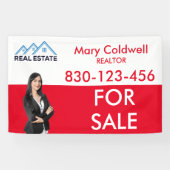 カスタム赤白不動産仲介業者写真プロモーション 横断幕 (横)