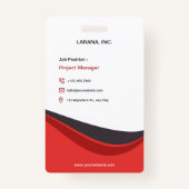 カスタム赤社員モダン詳細IDバッジ バッジ (裏面)