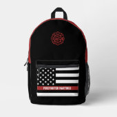カスタム赤線旗消防士 プリントバックパック (正面)