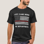 カスタム赤線USA州旗誇りを持った消防士 Tシャツ (正面)