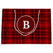 カスタム赤色プ市松模様にライド ラージペーパーバッグ (正面)