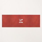 カスタム赤茶色レザーフェイクルックモノグラム ヨガマット (正面(横))