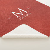 カスタム赤褐色レザールックモノグラム名大 シェルパブランケット (3/4)