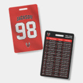 カスタム赤選手チーム名簿カードスポーツバッジ バッジ (正面＆裏面)