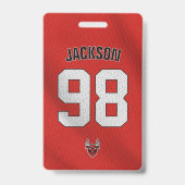 カスタム赤選手チーム名簿カードスポーツバッジ バッジ (正面)