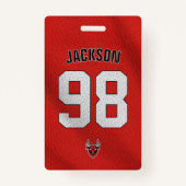 カスタム赤選手チーム名簿カードスポーツバッジ バッジ (正面)