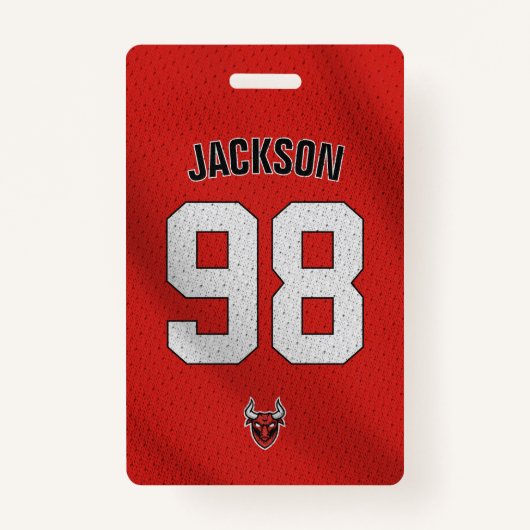 カスタム赤選手チーム名簿カードスポーツバッジ バッジ (正面)