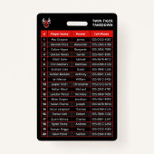 カスタム赤選手チーム名簿カードスポーツバッジ バッジ (裏面)