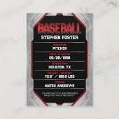 カスタム赤野球トレーディングカード コーリングカード (裏面)