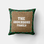 カスタム赤金ゴールドバッファローチェックタータンチェックパターン クッション (裏面)