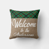 カスタム赤金ゴールドバッファローチェックタータンチェックパターン クッション (裏面)