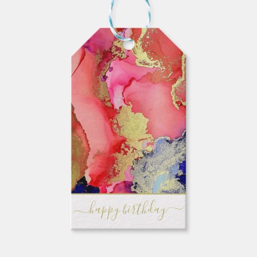 カスタム赤金ゴールド紫金ゴールドスクリプトフォントギフトラベル ギフトタグ (正面)