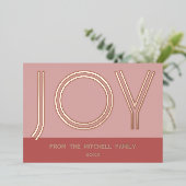 カスタム赤面スタイリッシュピンクミニマルバラ金ゴールド 箔シーズンカード (立ち正面)