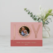 カスタム赤面スタイリッシュピンクミニマルバラ金ゴールド 箔シーズンポストカード (立ち正面)