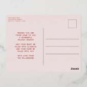 カスタム赤面スタイリッシュピンクミニマルバラ金ゴールド 箔シーズンポストカード (裏面)