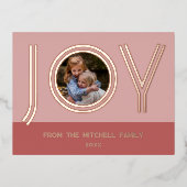 カスタム赤面スタイリッシュピンクミニマルバラ金ゴールド 箔シーズンポストカード (正面)