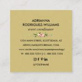 カスタム赤面パーソナライズされたボホフラワーズネーム小 スクエア名刺 (裏面)