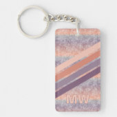 カスタム赤面パープルレトロコーラルオレンジストライプ色 キーホルダー (正面)