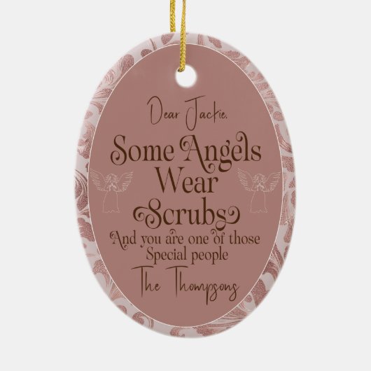 カスタム赤面ピンクのクリスマスオーナメント セラミックオーナメント (裏面)