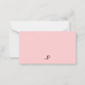 カスタム赤面ピンクシンプルテンプレートモダンモノグラム ノートカード (裏面)