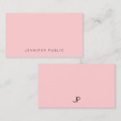 カスタム赤面ピンクシンプルテンプレートモダンモノグラム ノートカード (正面/裏面)