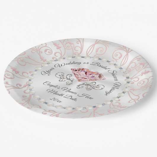 カスタム赤面ピンクダイヤモンド紙プレート ペーパープレート (アングル)