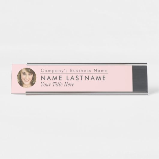 カスタム赤面ピンクビジネスエレガントモダン デスクネームプレート (正面)