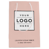 カスタム赤面ピンクブランド ミディアムペーパーバッグ (正面)