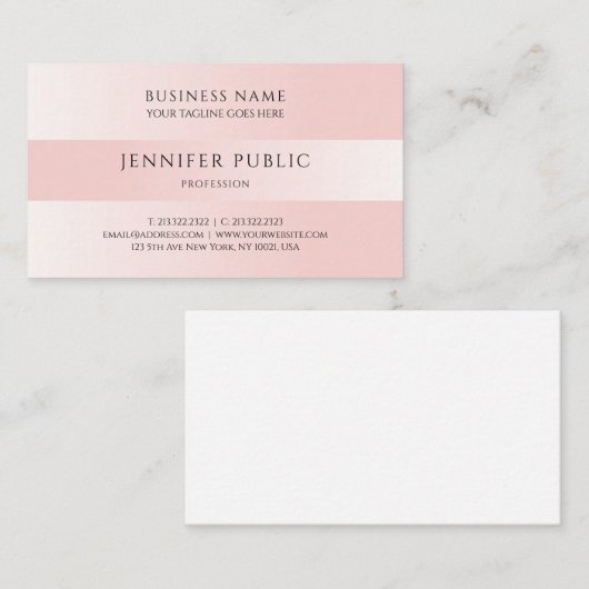 カスタム赤面ピンクプロフェッショナルモダンテンプレート 名刺 (正面/裏面)