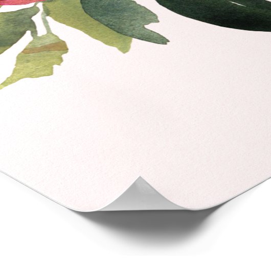 カスタム赤面ピンク水彩フローラ誕生日 ポスター (角)