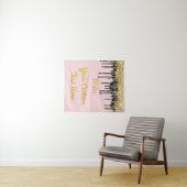 カスタム赤面ピンク金ゴールドグリッター誕生日背景 タペストリー (インサイチュ(横))