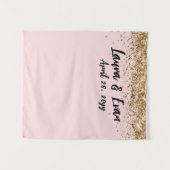 カスタム赤面ブラック&金ゴールドの結婚フォトブースプロップ タペストリー (正面(横))