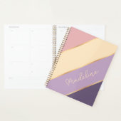 カスタム赤面紫ピンク金ゴールドアストライプート プランナー手帳 (ディスプレー)