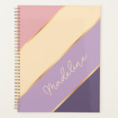 カスタム赤面紫ピンク金ゴールドアストライプート プランナー手帳 (正面)