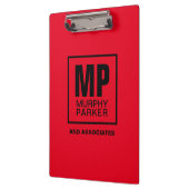 カスタム赤黒四角ビジネスモノグラムロゴ クリップボード (左)
